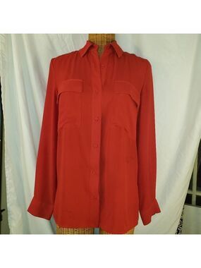 Beige by ECI Red Button Down Shirt Size S
